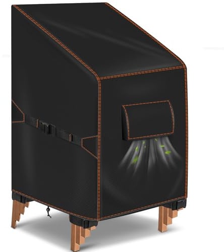 Gartenstuhl Abdeckung, Schutzhülle für Stapelstühle, Schwarz, 64x64x70/120 | Abdeckung gartenmöbel winterfest, abdeckung gartenstühle, abdeckhaube gartenmöbel, 420D oxford, wetterfest, wasserdicht