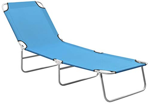 Ziaphsol Klappliege Stahl und Stoff, Türkisblau 189x58x27 cm, verstellbare Gartenliege, Faltbarer Sonnenstuhl für Outdoor, Pool, Strand
