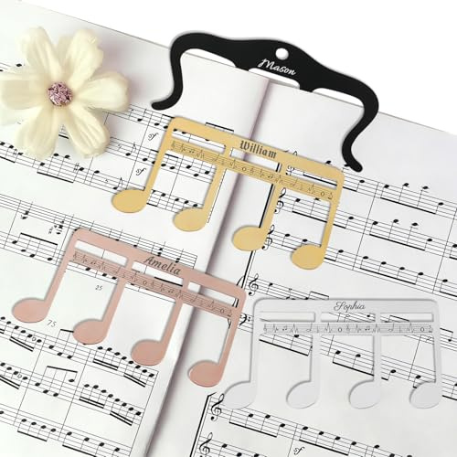 UIDMEN Personalisierter Metall-Musikbuch-Clip und Seitenhalter, Edelstahl, Notenhalter für Klavier, Gitarre, Keyboard, Ständer und Bücher, Geschenke für Keyboard-Spieler, Musiklehrer, Musiker