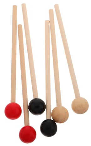 iplusmile 3 Paar Xylophonschlägel aus Massivholz mit Ergonomischem Griff Schlagzeugschlägel für Percussion Xylophon Kleine Trommeln Ersatzset für Musiker