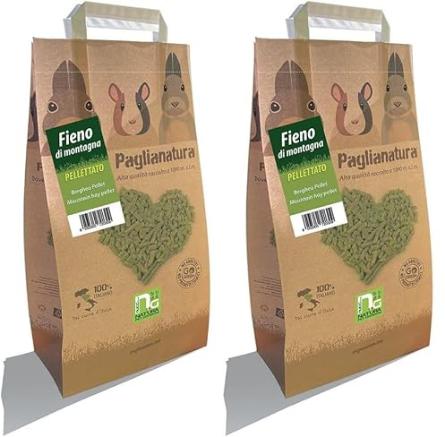 Paglianatura Fieno Pellet 3kg - Mangime Compatto per Conigli e Roditori, Ricco di Fibre e Sano per la Digestione (Confezione da 2)