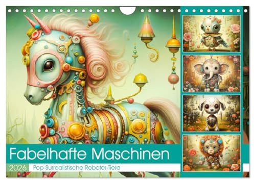 Fabelhafte Maschinen. Pop-Surrealistische Roboter-Tiere (Wandkalender 2026 DIN A4 quer), CALVENDO Monatskalender: Eine faszinierende Reise in eine mechanische Traumwelt (CALVENDO Technologie)