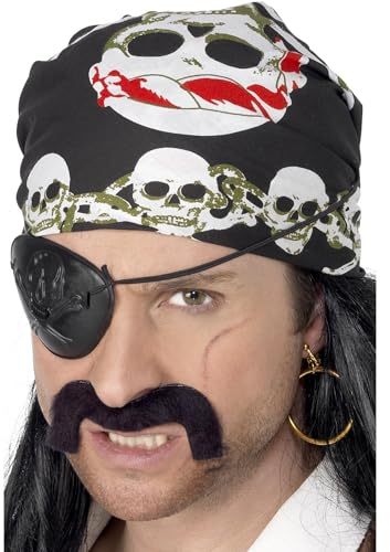 Smiffys Piraten-Kopftuch, mit Totenkopf und gekreuzten Knochen Bedruckt