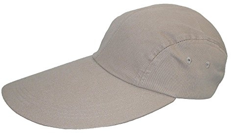Cotton Long 5 Inch Bill Visor Baseball Cap, Khaki