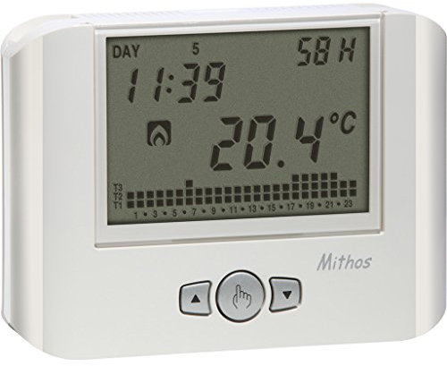 VEMER VE478400 MITHOS H - Cronotermostato con Umidostato, Programmazione Settimanale, Alimentazione a Batterie, Bianco