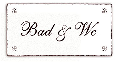 SCHILD Dekoschild BAD & WC Shabby Vintage Türschild ca. 20 x 10 cm