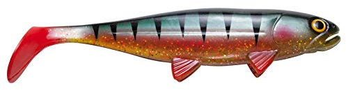 Jackson Gummifisch Hecht Angeln Köder -The Big Fish 23cm. Farbe Perch Nature. Angelköder Shad. Profi XL Hechtköder und Welsköder. Großer Gummiköder Softbait