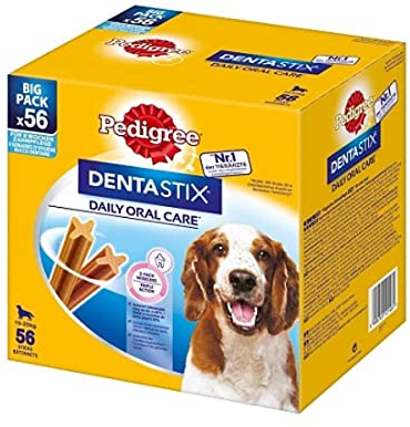 Pedigree Dentastix tägliche Zahnpflege Hundesnacks Leckerli für mittelgroße Hunde (10-25kg), 56 Sticks (1440g)