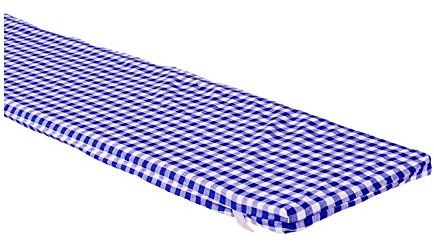 Hans-Textil-Shop Bierbankauflage Karo 1x1 cm | Wiederverwendbar, Abnehmbarer Bezug, Made in Europe, Versand aus Deutschland (Blau, 200x25x2 cm)