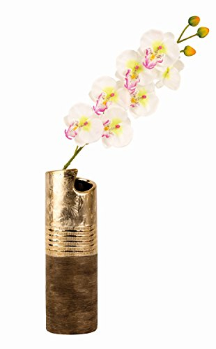 Unbekannt Moderne Deko Vase Blumenvase aus Keramik Gold/braun Höhe 30 cm