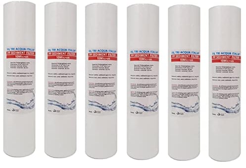 Cartuccia Filtro Acqua Polipropilene A SEDIMENTI 10 Pollici Micron 10 per OSMOSI INVERSA DEPURATORE Acqua Set 6 Pezzi