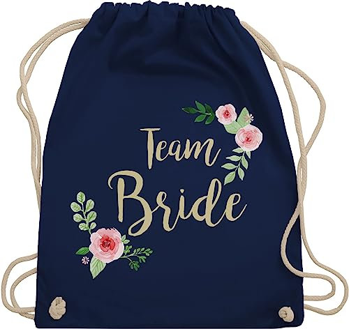 Turnbeutel Rucksack - JGA Junggesellenabschied Frauen - Team Bride I Crew Bride Tribe - Unisize - Navy Blau - utensilien junggesellinnenabschied brauttaschen bachelorette party juterucksack