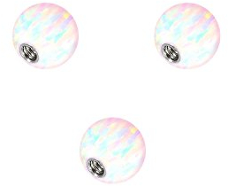 PIERCINGLINE Universelle Schraubkugel mit Gewinde SYNTH. OPAL Piercing Aufsätze Ersatz Weiß 12 x 3 mm
