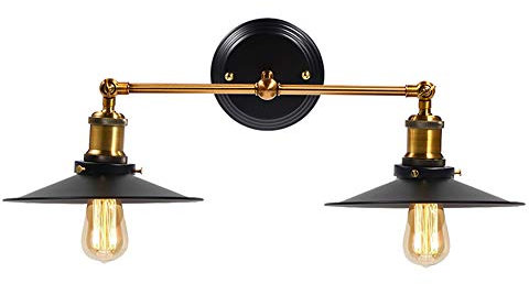Lampe murale, applique murale, salle de bain, lampe vintage, 40 W, lumière industrielle style rétro, douille E27, coque extérieure noire (ampoule non incluse)