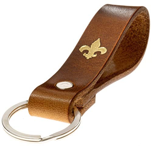 ELBERCRAFT® Schlüsselanhänger Leder Lilie Geschenk für Frauen oder Männer pflanzlich gegerbt braun mit gravur gold 12 cm made in Germany Leather Keychain