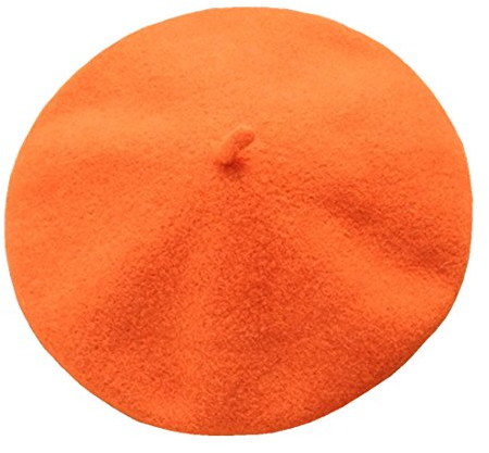 JOYHY Damen Solide Wolle Künstler Französisch Baskenmütze Hüte Orange