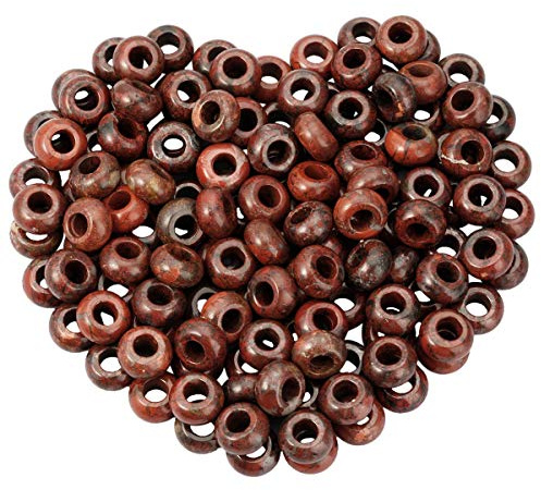 mookaitedecor Crystal Large Hole Stones Beads for Jewellery Making | 20pcs Red Jasper Loose Beads, Handmade Crystal Stone Beads, Macrame DIY Projects Rondelle, 14m
