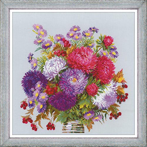 Auslaufmodell Riolis Kreuzstich-Set Blumenstrauß mit Astern, Zählmuster