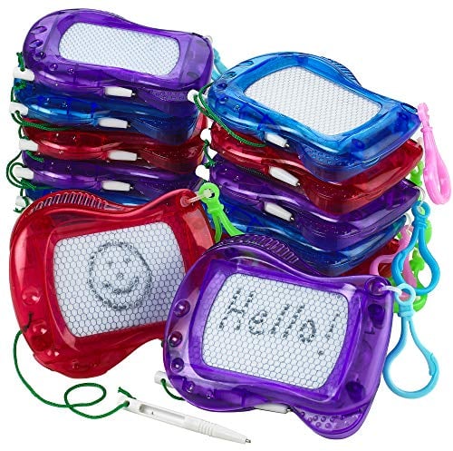 Mini Zaubertafel für Kinder – 12 x Rucksack-Schlüsselanhänger-Clip Maltafel Zaubertafel, Löschbare Kritzel- und Maltafel für Jungen und Mädchen, Kleine Geschenke für Kinder und Geschenktüten-Füllung