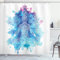 ABAKUHAUS Chakra Duschvorhang, Damast-Schablonen-Mandala, Stoffliches Gewebe Badezimmerdekorationsset mit Haken, 175 x 200 cm, Azure Blau Getrocknete Rose