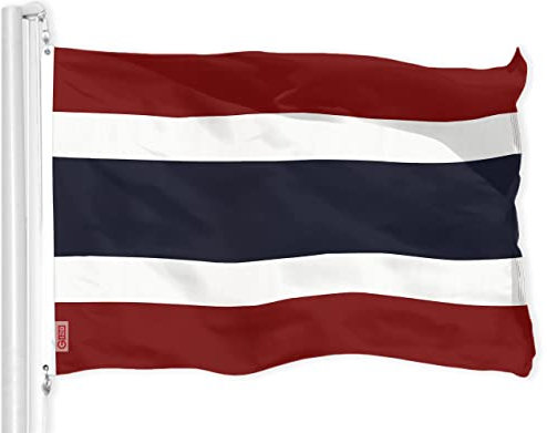 G128 Thailand-Flagge | 90 x 150 cm | LiteWeave Pro Serie bedruckt 150D Polyester | Länderflagge für drinnen und draußen, lebendige Farben, Messingösen, dicker und langlebiger als 100D 75D Polyester