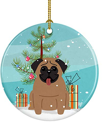 Carolines Treasures Christbaumschmuck, Mops, braun, Keramik, Mehrfarbig