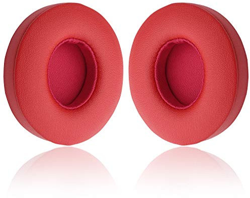 YOCOWOCO Replacement Ear Pads Cushions for Beats Solo 2 Wireless/Solo 3 Wireless On-Ear Headphone, Earpads with PU Leather and Memory Foam,Red