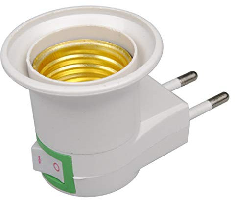 Uzinb Base Lampada E27 LED Maschio da Presa a Spina Europea Convertitore Adattatore per portalampada con Pulsante ON/off
