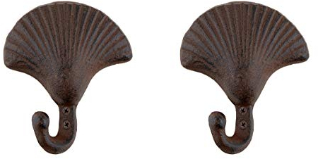 Wandhaken, Gusseisen, Muschel-Design, rustikale Küstendekoration, 2 Stück, 8,9 cm