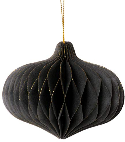 coopz Weihnachtsschmuck Weihnachtskugel Papier Anhänger Zwiebel 11 cm Christbaum Christbaumkugel, Farbe:anthrazit