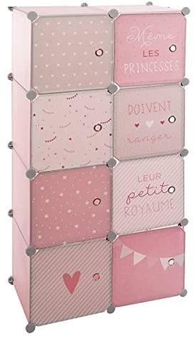 Atmosphera - Casiers de Rangement Enfant Penderie - Rose 65x125 cm