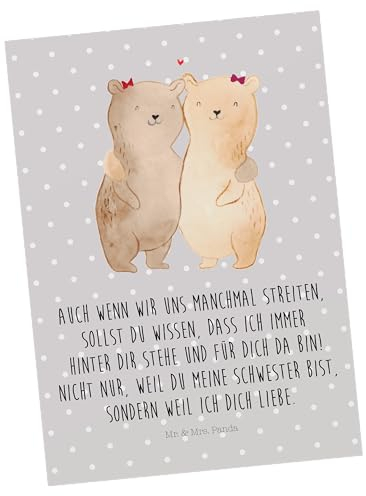 Mr. & Mrs. Panda Postkarte Bären Schwestern - Geschenk, Geburtstagskarte, Muttertag, Ansichtskarten, Familie, Einladungskarten Geburtstag, Opa