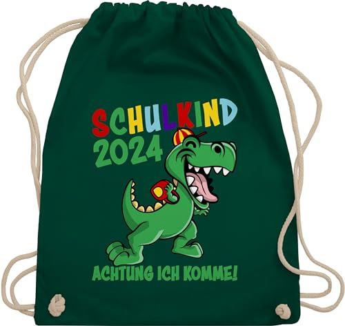 Shirtracer Turnbeutel Rucksack - Schulanfang & Einschulung Geschenk - Schulkind 2024 Achtung ich komme! - bunt - Unisize - Dunkelgrün einschulung-schulanfang schuleingang gym beutel schulbeginn