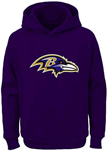 Outerstuff NFL Youth Team Color Performance Primary Logo Pullover Sweatshirt Hoodie, Baltimore Ravens Purple, L