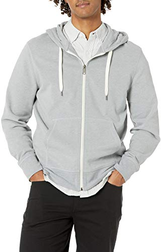 Amazon Essentials Felpa Leggera con Cappuccio in French Terry con Zip Integrale vestibilità Comoda Uomo, Grigio Chiaro Puntinato, M