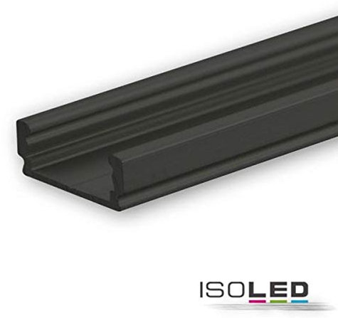 ISOLED LED-Aufbauprofil SURF12 FLAT Schwarz, 200cm, Für max. 12mm LED-Streifen