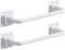 2 barre portasciugamani in plastica, supporto da parete autoadesivo per bagno, cucina, WC (bianco, 24,5 cm)