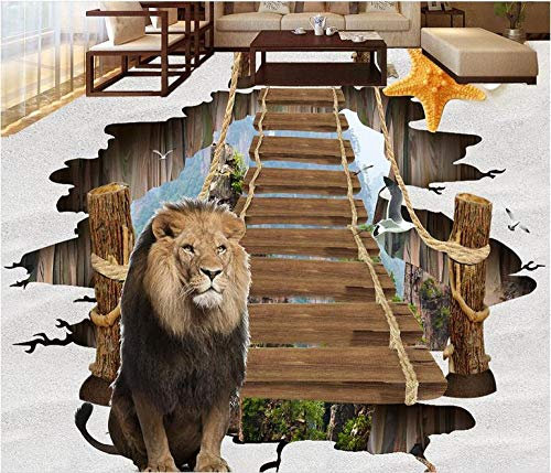 Tier 3d Boden Tapete für Kinderzimmer Jungen Wasserdichte selbstklebende Fototapete Wandbild PVC Boden-200 * 140cm