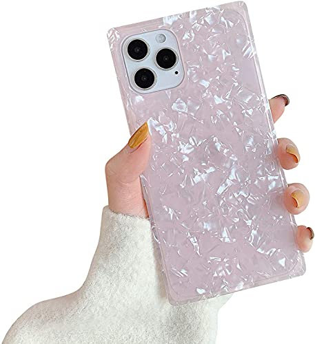 FHZXHY Compatible with iPhone 13 Pro Max Case 6.7 inch(2021 Release) Slim Colorful Cute Square Phone Case Soft TPU Silicone Sparkle Glitter Protective Case Cover for Girls/Women(Pink)