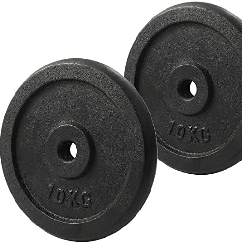 KK Cast iron Weight Plate Set.For 1 Inch Barbell Bar Dumbbells Weight Disc Pair. 2 x 2.5kg, 5kg or 10kg Barbell Weight Plates. Dumbbell Plates for Home or Gym Training or Weightlifting. (2 X 10KG)