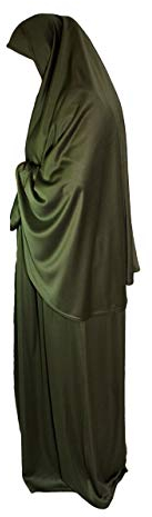 Yaqeen zweiteiliges Gebetsset, Kopftuch und Rock, Einheitsgröße, Khimar, Hijab Lycra Gebetskleid, khaki
