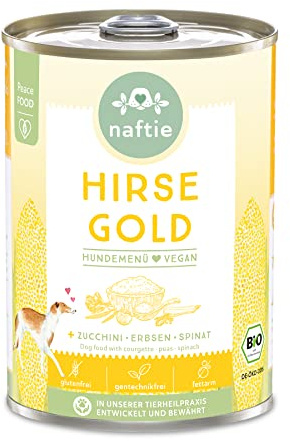 naftie Bio Hirse Gold veganes Hundefutter Nassfutter glutenfrei - 400g | Peace Food für Hunde, Menü mit Erbsen, regional, purinarm, rein pflanzlich