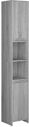 vidaXL Badezimmerschrank Hochschrank Badregal Badschrank Badmöbel Badezimmermöbel Schrank Badezimmer Grau Sonoma 30x30x183,5cm Holzwerkstoff