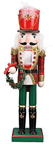 Christmas Nutcracker Ornament, 38cm Premium Wood Puppet Nutcracker, Classic Traditional Xmas Decorations (Soldier)