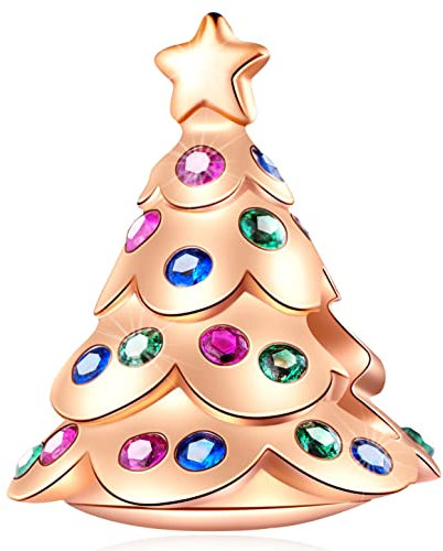 2023 Rosegold Weihnachtsbaum Charms passen Pandora Weihnachten Armband, 925 Sterling Silber Stammbaum Charme Christmas Tree Perlen mit CZ, Geschenke für Schwester/Weihnachts/Muttertag