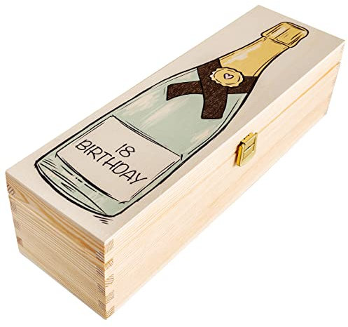 Creative Deco Personalizzata Scatola Vino Regalo di Legno per Compleanno con Il tuo Testo | Personalizzato Scatola dei Ricordi | Per Donna, Uomo e Coppie | 1 Bottiglia