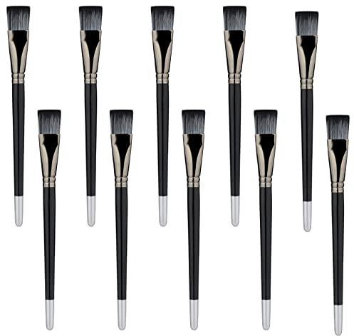 SAVITA 10pcs Flat Paint Brushes, 1 Inch Oil Painting Brushes Synthetic Watercolor Acrylic Paint Brush for Acrylic, Watercolor, Oil Painting, Crafts, Face Body Art (Black)