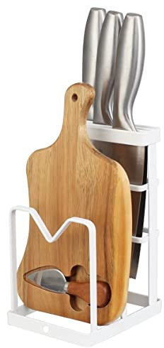 Buckingham Kitchen Organising Rack Chopping Board Knife Block Pot Lid Holder Kitchen Countertop Cabinet .. Premium Quality (White) by Buckingham
