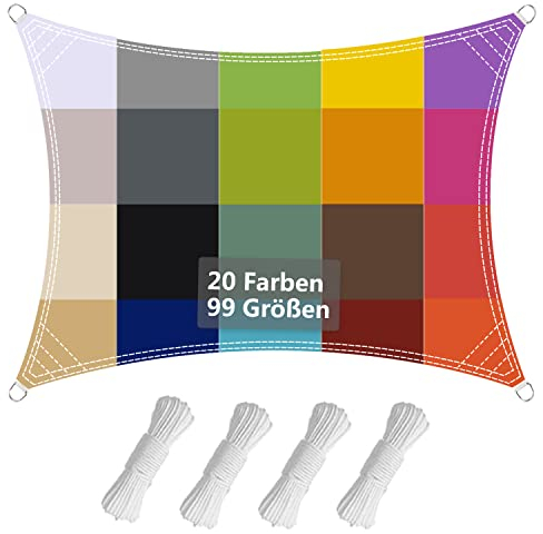 Sun Segel 2.5x3.2M, Segeltuch Pergola, Sonnenschutz Atmungsaktiv UV Schutz, inkl Befestigungsseile für Garten und Balkon - Schwarz