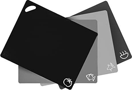 Axer Set Taglieri Plastica Cucina - 4 Pezzi Tagliere da Cucina Professionale Grande - Tagliere Flessibile - Set di Taglieri Colorati da Cucina